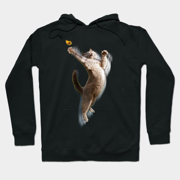 jumping cat Hoodie by Caravele